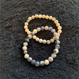 White Marble and Blue Pearl Bracelet Classic Jewelry